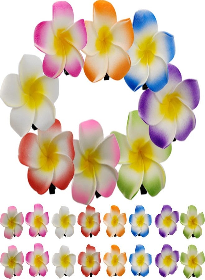 ROYHOO 40PCS Frangipani Artificial Foam Hair Clips for Bridal, Wedding, Luau, Beach, Tropical Party Decorations - Image 1